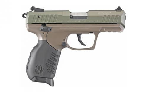 Ruger SR22, TALO Edition, Pistol, Semi-automatic, Polymer Frame Pistol, Compact, 22LR, 3.5 Barrel, Cerakote Finish, Elite Earth and Jungle Green, Black Rubber Grip, Adjustable Rear Sight, Ambidextrous Safety, 10 Rounds, 2 Magazines, Ambidextrous 03641
