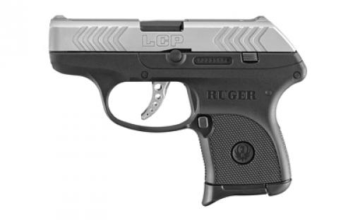 Ruger LCP, Double Action Only, Semi-automatic, Polymer Frame Pistol, Sub-Compact, 380 ACP, 2.75 Barrel, Matte Stainless Finish, Black and Silver, Integral Fixed Sights, 6 Rounds, 1 Magazine 03791