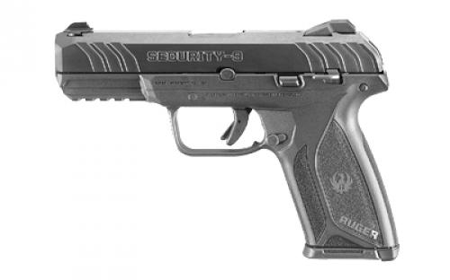 Ruger Security-9, Double Action, Semi-automatic, Polymer Frame Pistol, Full Size, 9MM, 4 Barrel, Black Oxide Finish, 3 Dot Drift-Adjustable Sights, Manual Safety and Integrated Trigger Safety, 15 Rounds, 2 Magazines, Right Hand 03810