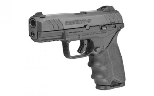Ruger Security-9, Double Action, Semi-automatic, Polymer Frame Pistol, Full Size, 9MM, 4" Barrel, Blued Finish, Hogue Beavertail HandAll grip, 3 Dot Drift-Adjustable Sights, Manual Safety and Integrated Trigger Safety, 10 Rounds, 2 Magazines, Hogue Beavertail HandALL Grip Sleeve Included, Right Hand 03819
