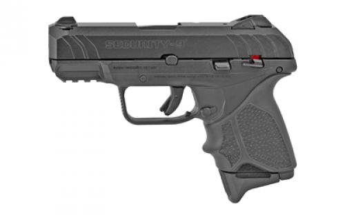 Ruger Security-9, Striker Fired, Semi-automatic, Polymer Frame Pistol, Compact, 9MM, 3.42 Barrel, Black Oxide Finish, Adjustable Rear Sight/Fixed Front Sight, Manual Safety and Integrated Trigger Safety, 10 Rounds, 2 Magazines, Hogue Beavertail HandALL Grip Sleeve Included, Right Hand 03829