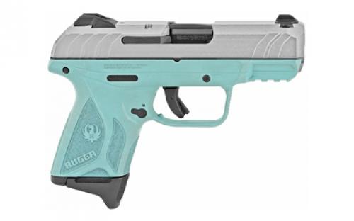 Ruger Security-9, TALO Edition, Striker Fired, Semi-automatic, Polymer Frame Pistol, Compact, 9MM, 3.42 Barrel, Cerakote Finish, Silver and Turquoise, Fixed Front and Drift-Adjustable Rear Sights, Manual Safety and Integrated Trigger Safety, 10 Rounds, Right Hand 03838