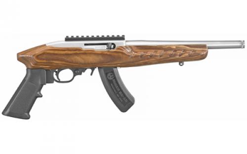Ruger 22 Charger, TALO Edition, Pistol, Semi-automatic, 22LR, 10 Barrel, Threaded Barrel, Stainless Steel, Matte Stainless Finish, Polymer Pistol Grip, Brown Laminate Stock, Picatinny Rail Installed, 15 Rounds, Includes Adjustable Bipod 04919