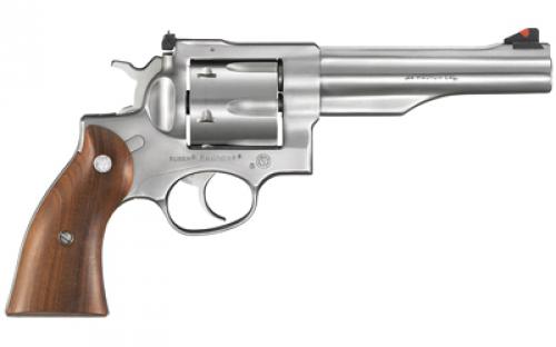 Ruger Redhawk, Double Action, Revolver, 44 Magnum, 5.5 Barrel, Sleeve and Shroud Barrel, Stainless Steel, Satin Finish, Silver, Hardwood Grips, Adjustable Rear & Ramp Front Sight, 6 Rounds, KRH-445 05043