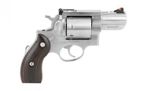 Ruger Redhawk, Double Action, Revolver, 357 Magnum, 2.75 Barrel, Sleeve and Shroud Barrel, Stainless Steel, Satin Finish, Silver, Hardwood Grips, Adjustable Rear & Ramp Front Sight, 8 Rounds 05051