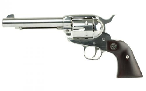 Ruger Vaquero Stainless, Single Action, Revolver, 357 Magnum, 5.5" Barrel, Stainless Steel, High-Gloss Finish, Hardwood Grips, Blade Front and Integral Rear Sights, 6 Rounds 05108