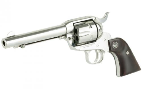 Ruger Vaquero Stainless, Single Action, Revolver, 357 Magnum, 5.5" Barrel, Stainless Steel, High-Gloss Finish, Hardwood Grips, Blade Front and Integral Rear Sights, 6 Rounds 05108