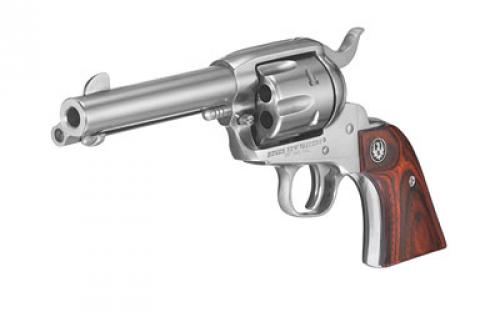 Ruger Vaquero Stainless, Single Action, Revolver, 357 Magnum, 4.6 Barrel, Stainless Steel, High-Gloss Finish,  Hardwood Grips, Blade Front and Integral Rear Sights, 6 Rounds 05109