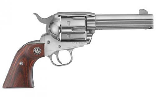 Ruger Vaquero Stainless, Single Action, Revolver, 357 Magnum, 4.6" Barrel, Stainless Steel, High-Gloss Finish,  Hardwood Grips, Blade Front and Integral Rear Sights, 6 Rounds 05109