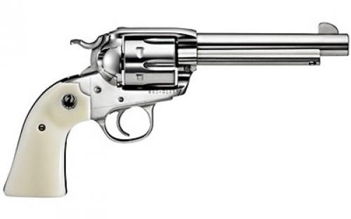 Ruger Vaquero Bisley, Single Action, Revolver, 45 Long Colt, 5.5 Barrel, Stainless Steel, High-Gloss Finish, Simulated Ivory Grips, Blade Front and Integral Rear Sights, 6 Rounds 05129