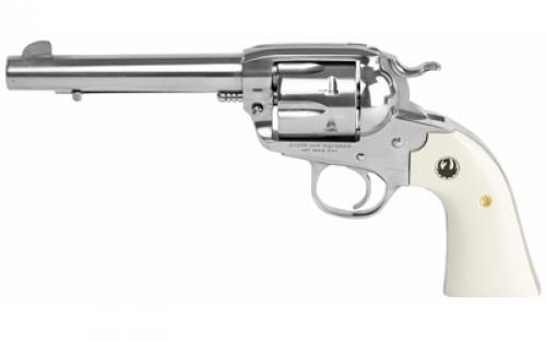 Ruger Vaquero Bisley, Single Action, Revolver, 357 Magnum, 5.5 Barrel, Stainless Steel, High-Gloss Finish, Simulated Ivory Grips, Blade Front and Integral Rear Sights, 6 Rounds 05130
