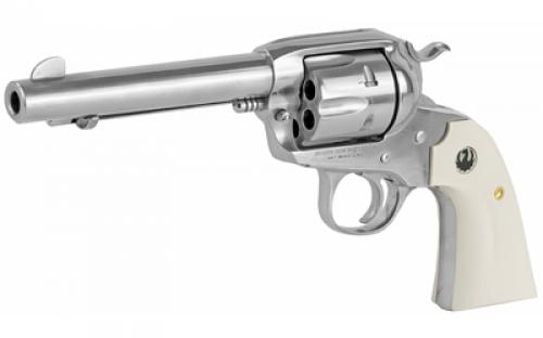 Ruger Vaquero Bisley, Single Action, Revolver, 357 Magnum, 5.5" Barrel, Stainless Steel, High-Gloss Finish, Simulated Ivory Grips, Blade Front and Integral Rear Sights, 6 Rounds 05130