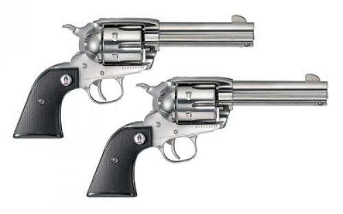 Ruger Vaquero SASS, Single Action, Revolver, 357 Magnum, 4.6 Barrel, Stainless Steel, High-Gloss Finish, Black Checkered Grips, Blade Front and Integral Rear Sights, 6 Rounds, Two-Gun Consecutive Serial Number Set, Commemorative case 05133