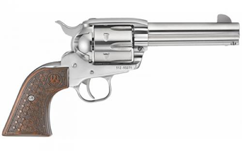 Ruger Vaquero, TALO Edition, Single Action, Revolver, 45 Long Colt, 4.62 Barrel, Stainless Steel, High-Gloss Stainless Finish, Star Engraved Hardwood Grips, Blade Front and Integral Rear Sights, 6 Rounds 05158