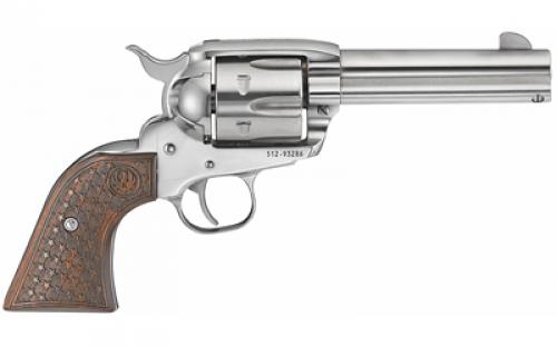 Ruger Vaquero, TALO Edition, Single Action, Revolver, 357 Magnum, 4.62 Barrel, Stainless Steel, High-Gloss Stainless Finish, Star Engraved Hardwood Grips, Blade Front and Integral Rear Sights, 6 Rounds 05159