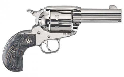 Ruger Vaquero, TALO Edition, Single Action, Revolver, 357 Magnum, 3.75 Barrel, Stainless Steel, High-Gloss Stainless Finish, Bird's Head Black Laminate Grips, Blade Front and Integral Rear Sights, 6 Rounds 05162