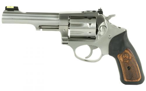 Ruger SP101, Double Action, Revolver, Small Frame, 22LR, 4.2 Barrel, Stainless Steel, Satin Finish, Silver, Rubber Grips with Wood Inlay, Fiber Optic Front and Adjustable Rear Sights, 8 Rounds, KSP-242-8 05765