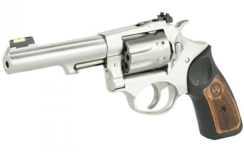 Ruger SP101, Double Action, Revolver, Small Frame, 22LR, 4.2" Barrel, Stainless Steel, Satin Finish, Silver, Rubber Grips with Wood Inlay, Fiber Optic Front and Adjustable Rear Sights, 8 Rounds, KSP-242-8 05765