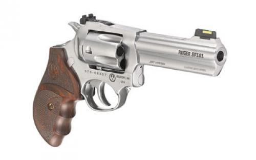 Ruger SP101 Match Champion, Double Action, Revolver, Small Frame, 357 Magnum, 4.2" Barrel, Full Lug Barrel, Stainless Steel, Gloss Stainless Finish, Altamont Stippled/Checkered Hardwood Grips, Fiber Optic Front and Adjustable Rear Sights, 5 Rounds 05782