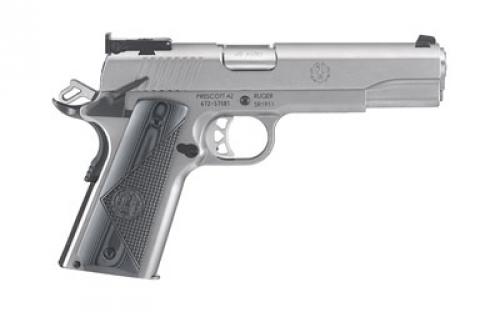 Ruger SR1911 Target, 1911, Semi-automatic, Metal Frame Pistol, Full Size, 45 ACP, 5 Barrel, Stainless Steel, Low-Glare Stainless Finish, G10 Grips, Bomar-Style Adjustable Sights, Ambidextrous Thumb Safety, 8 Rounds, Ambidextrous 06736