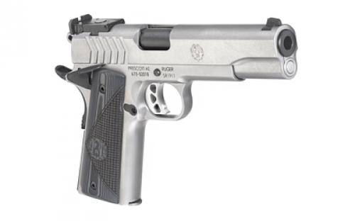 Ruger SR1911 Target, 1911, Semi-automatic, Metal Frame Pistol, Full Size, 9MM, 5" Barrel, Stainless Steel, Low-Glare Stainless Finish, G10 Grips, Bomar-Style Adjustable Sights, Ambidextrous Thumb Safety, 9 Rounds, Ambidextrous 06759