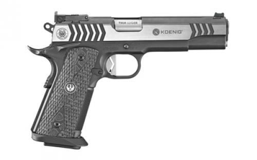Ruger SR1911 Competition, Single Action, Semi-automatic, Metal Frame Pistol, Full Size, 9MM, 5 Barrel, Stainless Steel, Black Nitride and Stainless Finish, G10 Grips, Fiber Optic Front and Adjustable Rear Sights, Manual Safety, 10 Rounds 06766
