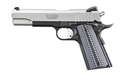 Ruger SR1911, Semi-Automatic, Aluminum Frame Pistol, 1911, 9mm, 5 Barrel, Anodized Finish, Black, Low-Glare Stainless Slide, G10 Grips, Extended Thumb Safety, Skeletonized Trigger, Drift Adjustable Novak 3 Dot Sights, 2 Magazines, 9 Rounds, Includes Bushing Wrench 06794