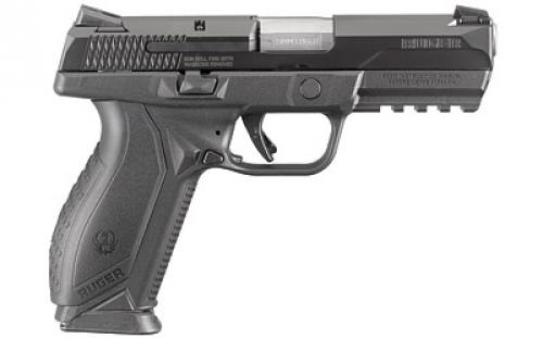 Ruger American, Striker Fired, Semi-automatic, Polymer Frame Pistol, Full Size, 9MM, 4.2 Barrel, Black Nitride Finish, Novak LoMount 3-Dot Sights, Integrated Trigger Safety, 17 Rounds, 2 Magazines, Ambidextrous Slide Stop 08605