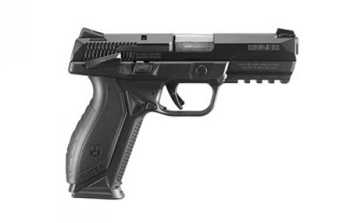 Ruger American, Striker Fired, Semi-automatic, Polymer Frame Pistol, Full Size, 9MM, 4.2 Barrel, Black Nitride Finish, Black, Novak LoMount 3-Dot Sights, Ambidextrous Manual Safety, 10 Rounds, 2 Magazines, Ambidextrous 08638