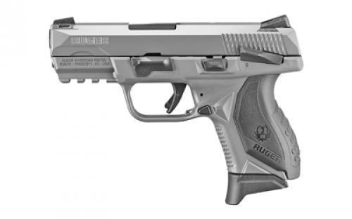 Ruger American Compact, Striker Fired, Semi-automatic, Polymer Frame Pistol, Compact, 9MM, 3.5 Barrel, Cerakote Finish, Gray, Novak LoMount 3-Dot Sights, Ambidextrous Manual Safety, 17 Rounds, 2 Magazines, (1)-17 Rounds and (1)-12 Rounds, Ambidextrous 08683
