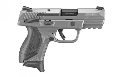 Ruger American Compact, Striker Fired, Semi-automatic, Polymer Frame Pistol, Compact, 9MM, 3.5" Barrel, Cerakote Finish, Gray, Novak LoMount 3-Dot Sights, Ambidextrous Manual Safety, 17 Rounds, 2 Magazines, (1)-17 Rounds and (1)-12 Rounds, Ambidextrous 08683