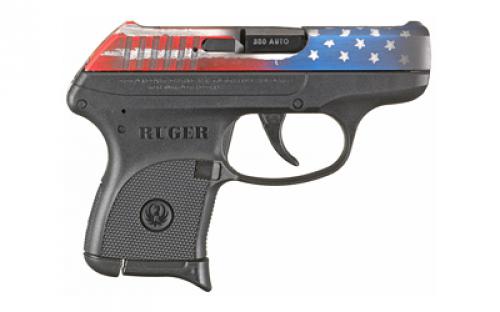 Ruger LCP, Double Action Only, Semi-automatic, Polymer Frame Pistol, Sub-Compact, 380 ACP, 2.75" Barrel, American Flag Cerakote Finish, Black, Integral Fixed Sights, 6 Rounds 13710