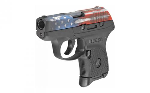 Ruger LCP, Double Action Only, Semi-automatic, Polymer Frame Pistol, Sub-Compact, 380 ACP, 2.75" Barrel, American Flag Cerakote Finish, Black, Integral Fixed Sights, 6 Rounds 13710