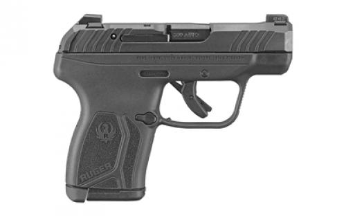 Ruger LCP MAX, Double Action Only, Semi-automatic, Polymer Frame Pistol, Compact, 380ACP, 2.8 Barrel, Black Oxide Finish, Tritium Front Sight with White Outline and Drift Adjustable Rear Sight, Integrated Trigger Safety, 10 Rounds, 1 Magazine, Includes Soft Pocket Holster and Magazine Loader 13716