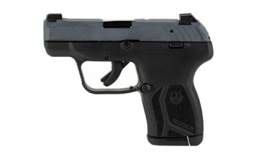 Ruger LCP MAX, Double Action Only, Semi-automatic, Polymer Frame Pistol, Compact, 380ACP, 2.8 Barrel, Cerakote Finish, Cobalt Kinetic Slate Blue, Tritium Front Sight with White Outline and Drift Adjustable Rear Sight, Integrated Trigger Safety, 10 Rounds, 1 Magazine, Includes Soft Pocket Holster and Magazine Loader 13734