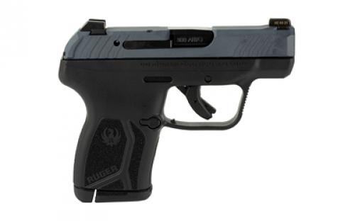 Ruger LCP MAX, Double Action Only, Semi-automatic, Polymer Frame Pistol, Compact, 380ACP, 2.8" Barrel, Cerakote Finish, Cobalt Kinetic Slate Blue, Tritium Front Sight with White Outline and Drift Adjustable Rear Sight, Integrated Trigger Safety, 10 Rounds, 1 Magazine, Includes Soft Pocket Holster and Magazine Loader 13734