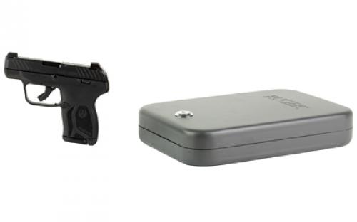 Ruger LCP MAX, Double Action Only, Semi-automatic, Polymer Frame Pistol, Compact, 380ACP, 2.8 Barrel, Black Oxide Finish, Tritium Front Sight with White Outline and Drift Adjustable Rear Sight, Integrated Trigger Safety, 10 Rounds, 1 Magazine, Includes Portable Key Operated Steel Handgun Case, Pocket Holster, Magazine Loader and Magazine Finger Extension 13743
