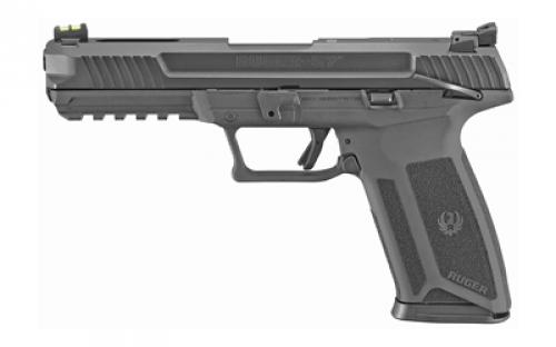Ruger 57, Double Action, Semi-automatic, Polymer Frame Pistol, Full Size, 5.7X28MM, 4.94 Barrel, Black Oxide Finish, Fiber Optic Front and Adjustable Rear Sights, Ambidextrous Manual Safety, 20 Rounds, 2 Magazines, Ambidextrous 16401