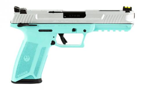 Ruger 57, TALO Edition, Double Action, Semi-automatic, Polymer Frame Pistol, Full Size, 5.7X28MM, 4.94" Barrel, Turquoise Frame, Silver Slide, Fiber Optic Front and Adjustable Rear Sights, Ambidextrous Manual Safety, 20 Rounds, 2 Magazines, Ambidextrous 16406