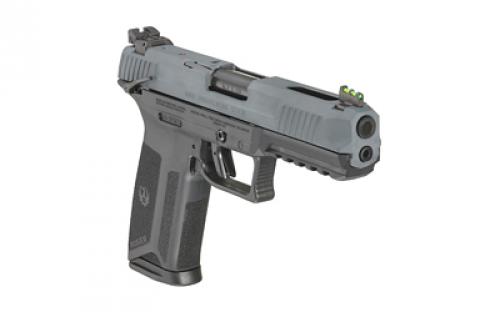 Ruger 57, Double Action, Semi-automatic, Polymer Frame Pistol, Full Size, 5.7X28MM, 4.94 Barrel, Cerakote Finish, Cobalt Kinetic Slate Blue, Fiber Optic Front and Adjustable Rear Sights, Ambidextrous Manual Safety, 20 Rounds, 2 Magazines, Ambidextrous 16409