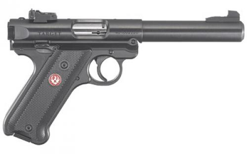 Ruger Mark IV, Target, Single Action, Semi-automatic, Metal Frame Pistol, Full Size, 22LR, 5.5 Barrel, Bull Barrel, Alloy, Blued Finish, Checkered Grips, Adjustable Rear Sight, 10 Rounds 40101