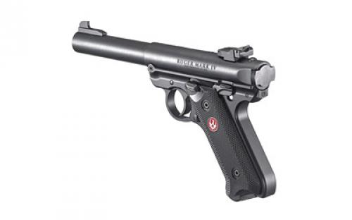 Ruger Mark IV, Target, Single Action, Semi-automatic, Metal Frame Pistol, Full Size, 22LR, 5.5" Barrel, Bull Barrel, Alloy, Blued Finish, Checkered Grips, Adjustable Rear Sight, 10 Rounds 40101