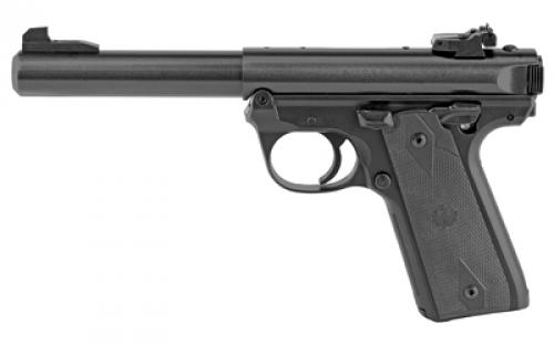 Ruger Mark IV 22/45, Single Action, Semi-automatic, Polymer Frame Pistol, Full Size, 22LR, 5.5 Barrel, Bull Barrel, Blued Finish, Checkered Synthetic Grips, Adjustable Rear Sight, 10 Rounds, 2 Magazines 40107