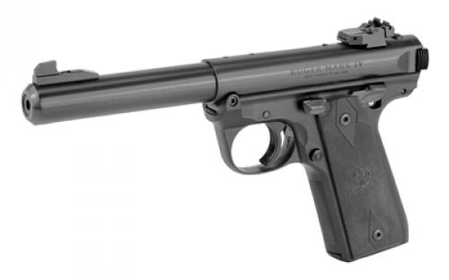 Ruger Mark IV 22/45, Single Action, Semi-automatic, Polymer Frame Pistol, Full Size, 22LR, 5.5" Barrel, Bull Barrel, Blued Finish, Checkered Synthetic Grips, Adjustable Rear Sight, 10 Rounds, 2 Magazines 40107