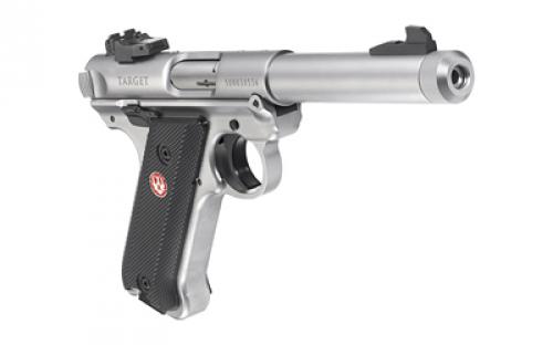 Ruger Mark IV, Target, Single Action, Semi-automatic, Metal Frame Pistol, Full Size, 22LR, 5.5" Barrel, Threaded Barrel, Stainless Steel, Satin Stainless Finish, Checkered Grips, Adjustable Rear Sight, 10 Rounds 40126