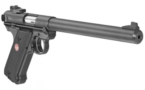 Ruger Mark IV, Target, Single Action, Semi-automatic, Metal Frame Pistol, 22LR, 10" Bull Barrel, Aluminum, Blued Finish, Checkered Synthetic Grips, Adjustable Rear Sight, Ambidextrous Safety, 10 Rounds, 2 Magazines 40173