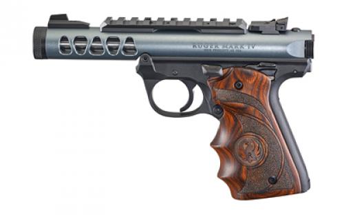 Ruger Mark IV, 22/45 Lite, Single Action, Semi-automatic, Polymer Frame Pistol,  22LR, 4.4 Non-Threaded Barrel, Diamond Gray, Wood Laminate Finger Groove Grips, Adjustable Rear Sight, Ambidextrous Safety, 10 Rounds, 2 Magazines 43921