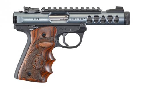 Ruger Mark IV, 22/45 Lite, Single Action, Semi-automatic, Polymer Frame Pistol,  22LR, 4.4" Non-Threaded Barrel, Diamond Gray, Wood Laminate Finger Groove Grips, Adjustable Rear Sight, Ambidextrous Safety, 10 Rounds, 2 Magazines 43921