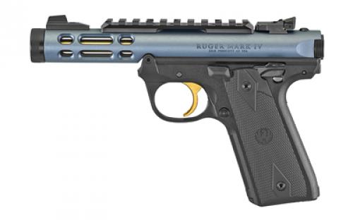 Ruger Mark IV, 22/45 Lite, Single Action, Semi-automatic, Polymer Frame Pistol, 22LR, 4.4 Threaded Barrel, Diamond Gray, Checkered Grips, Adjustable Rear Sight, Ambidextrous Safety, 10 Rounds, 2 Magazines 43934
