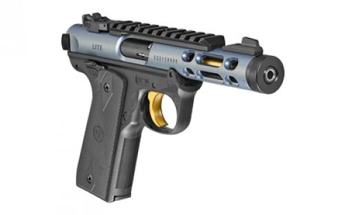 Ruger Mark IV, 22/45 Lite, Single Action, Semi-automatic, Polymer Frame Pistol, 22LR, 4.4" Threaded Barrel, Diamond Gray, Checkered Grips, Adjustable Rear Sight, Ambidextrous Safety, 10 Rounds, 2 Magazines 43934